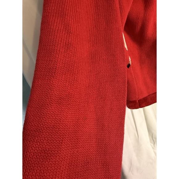VTG Berek By Takako Sakon Red Equestrian Long Sleeve Horse Cardigan FLAWS Sz L - Picture 15 of 16